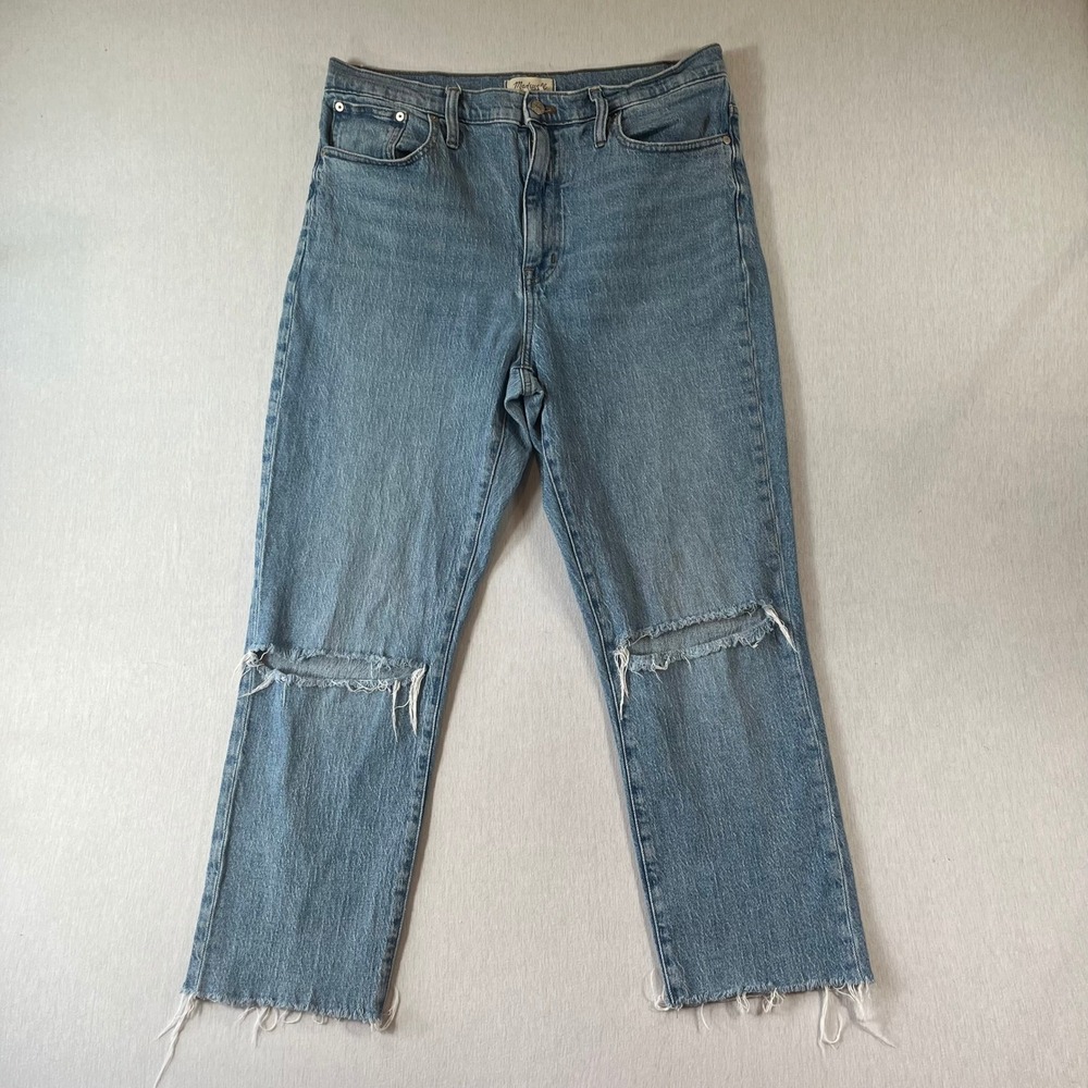 Madewell Jeans Women 31T The High-Rise Slim Boyjean Light Wash Distressed
